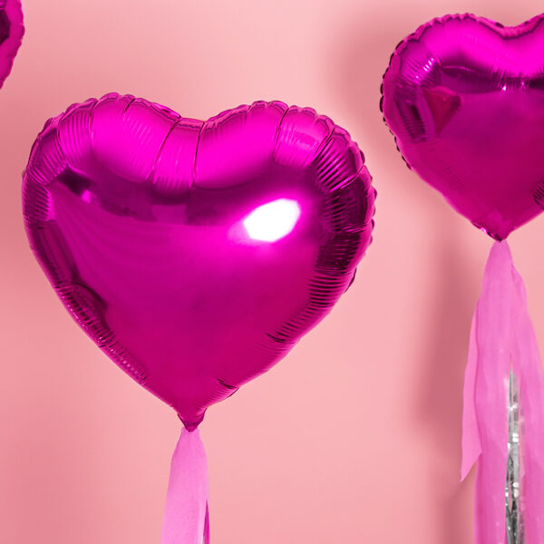 BALLON ALUMINIUM COEUR FUSCHIA 45CM