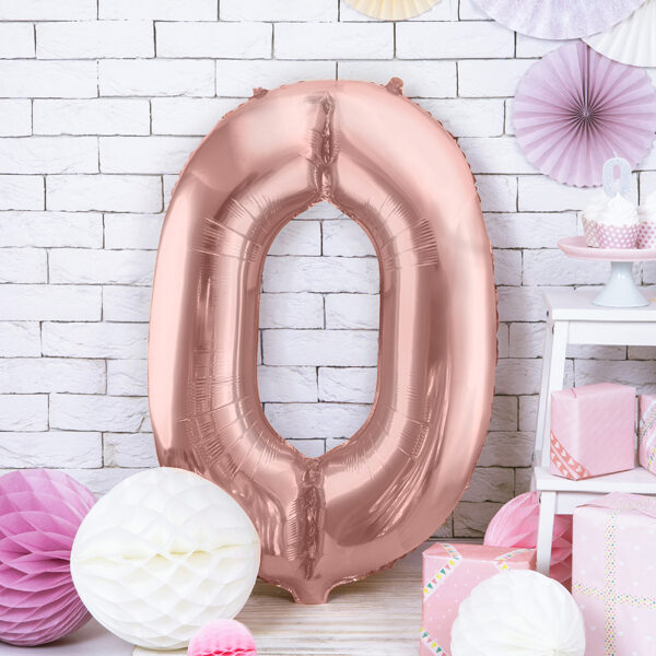 BALLON CHIFFRE « 0 » OR ROSE
