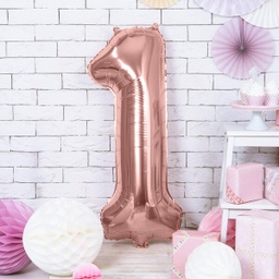 BALLON CHIFFRE « 1 » OR ROSE