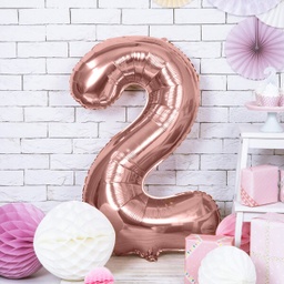 BALLON CHIFFRE « 2 » OR ROSE