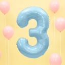 BALLON CHIFFRE « 3 » BLEU CIEL