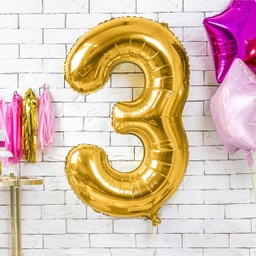 BALLON CHIFFRE « 3 » OR