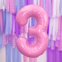BALLON CHIFFRE « 3 » ROSE CLAIR