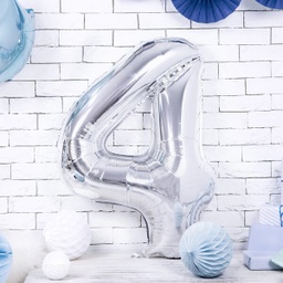 BALLON CHIFFRE « 4 » ARGENTÉ