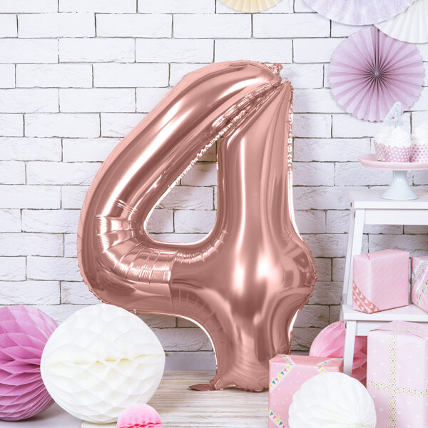 BALLON CHIFFRE « 4 » OR ROSE