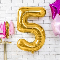 BALLON CHIFFRE « 5 » OR