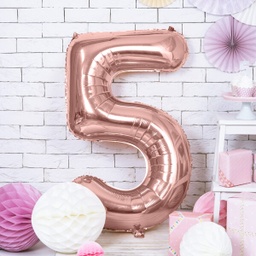 BALLON CHIFFRE « 5 » OR ROSE