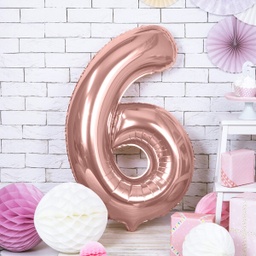 BALLON CHIFFRE « 6 » OR ROSE