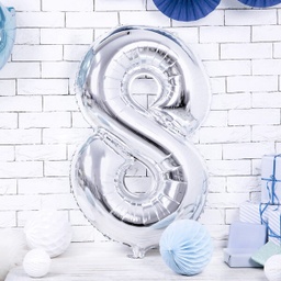 BALLON CHIFFRE « 8 » ARGENTÉ