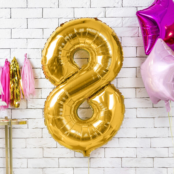 BALLON CHIFFRE « 8 » OR