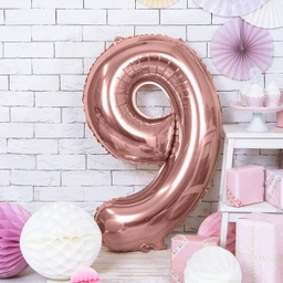 BALLON CHIFFRE « 9 » OR ROSE