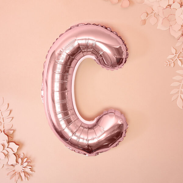 BALLON LETTRE "C" OR ROSE