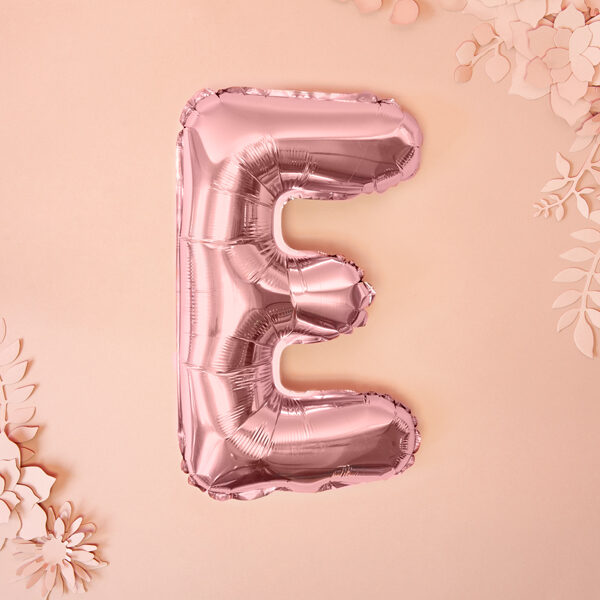 BALLON LETTRE "E" OR ROSE