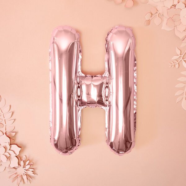 BALLON LETTRE "H" OR ROSE
