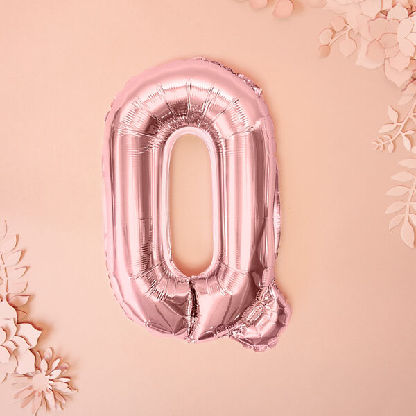 BALLON LETTRE « Q » OR ROSE