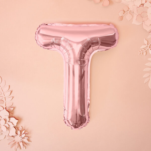 BALLON LETTRE « T » OR ROSE