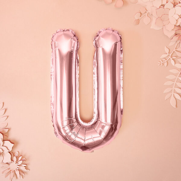 BALLON LETTRE « U » OR ROSE