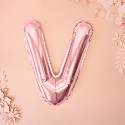 BALLON LETTRE « V » OR ROSE