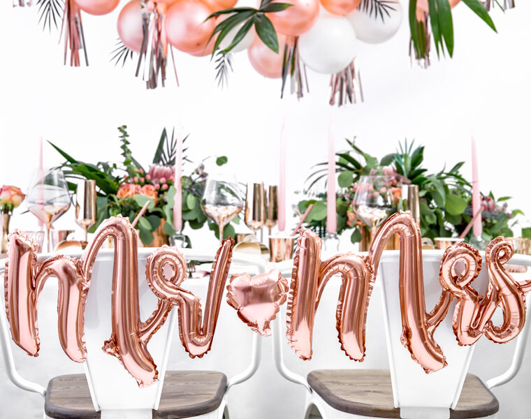 BALLON « MR & MRS » OR ROSE