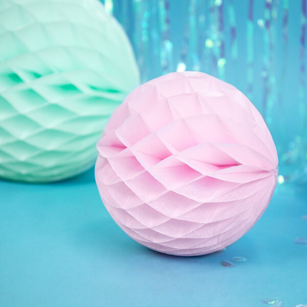 BOULE ALVEOLE ROSE PASTEL 20CM