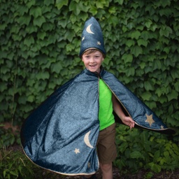 CAPE ET CHAPEAU DE MAGICIEN NUIT ÉTOILÉE 5-6ANS