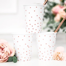 GOBELETS BLANCHE PASTEL POIS OR ROSE