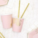 GOBELETS ROSE PASTEL FEUILLE OR