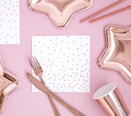 SERVIETTES BLANCHE PASTEL POIS OR ROSE