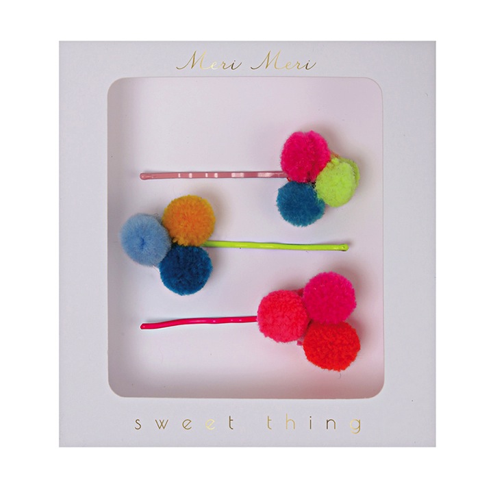 TRIO D’ÉPINGLES À CHEVEUX À POMPOMS