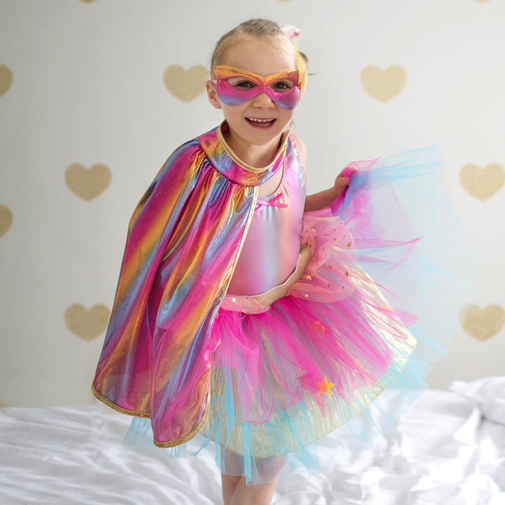 TUTU SUPER DUPER AVEC MASK & CAPE ROSE 4-6ANS