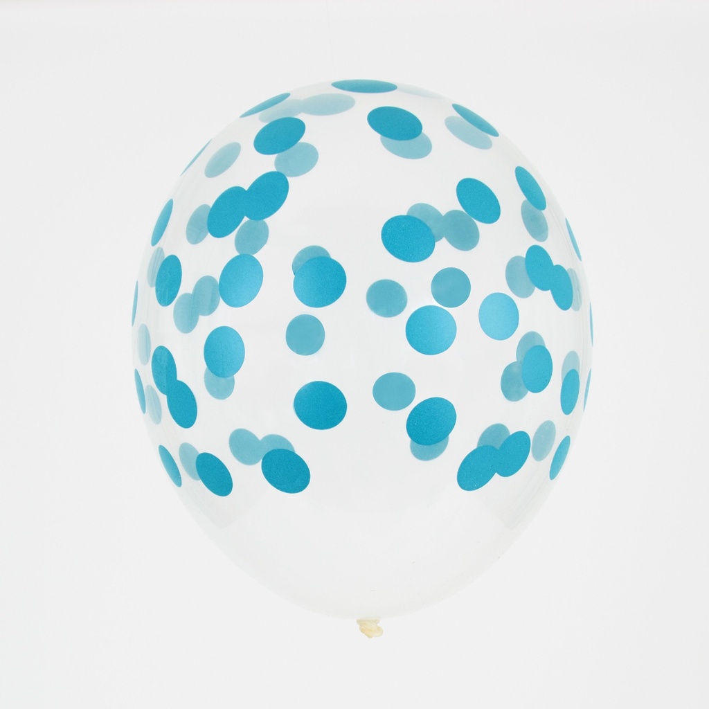 5 BALLONS IMPRIMÉS CONFETTIS - BLEU