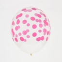 5 BALLONS IMPRIMÉS CONFETTIS - FUSCHIA