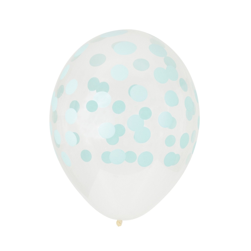 5 BALLONS IMPRIMÉS CONFETTIS AQUA