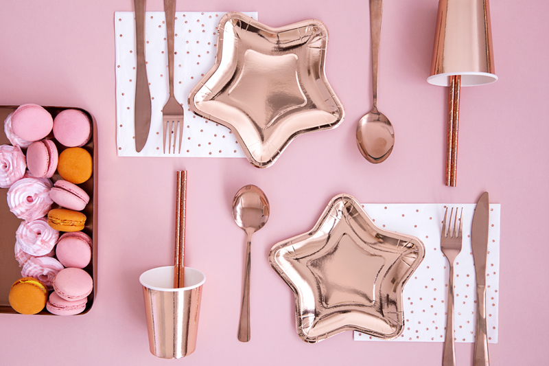 ASSIETTES ETOILE OR ROSE 18cm
