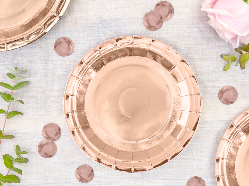 ASSIETTES RONDES OR ROSE