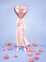 BALLON ALUMINIUM COEUR OR ROSE 45CM