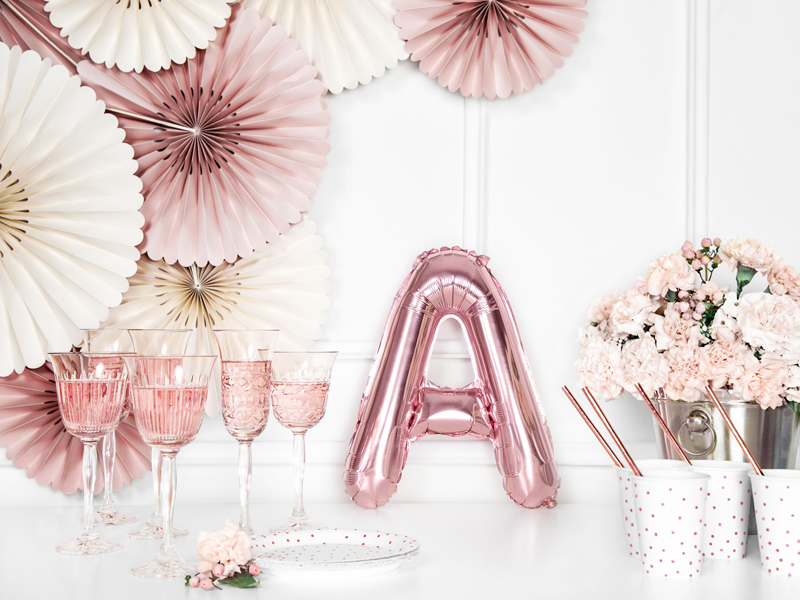 BALLON LETTRE "A" OR ROSE