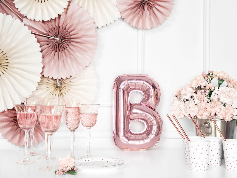 BALLON LETTRE "B" OR ROSE
