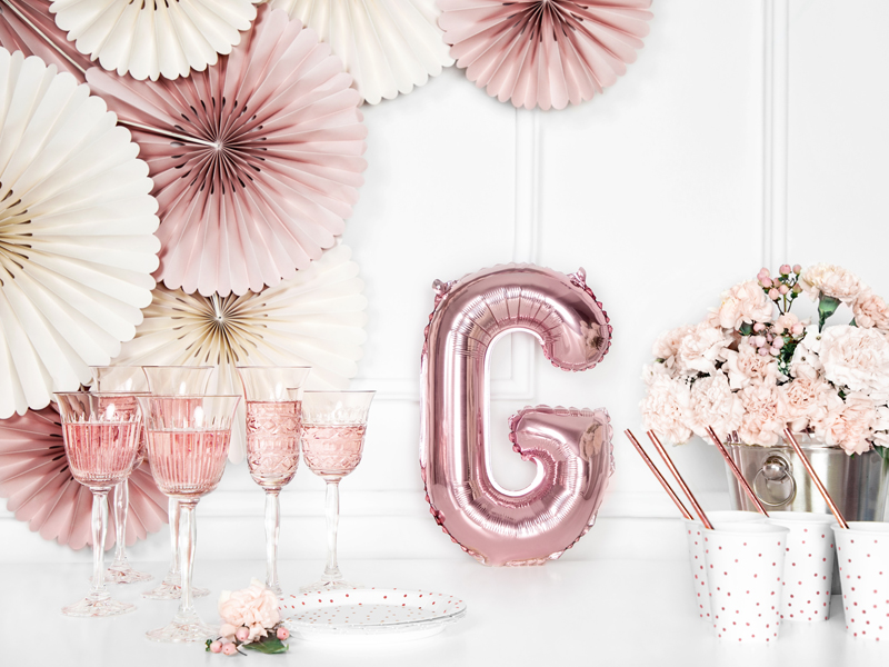 BALLON LETTRE "G" OR ROSE