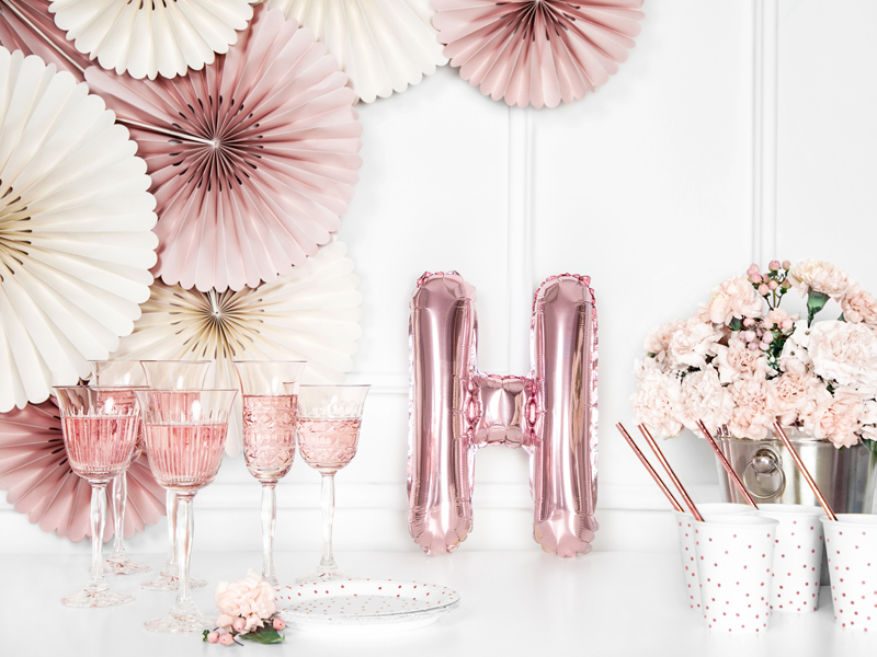 BALLON LETTRE "H" OR ROSE