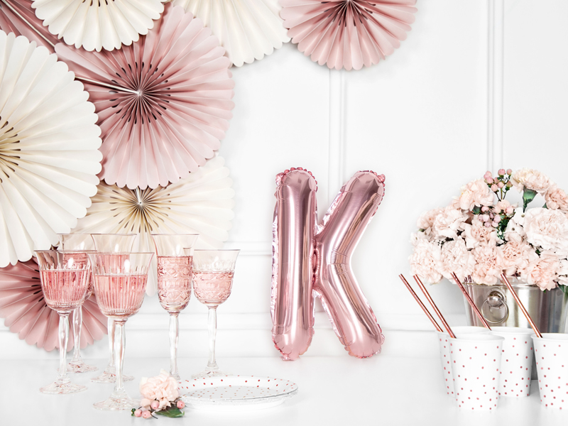 BALLON LETTRE "K" OR ROSE