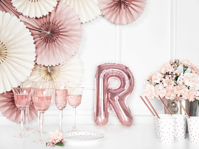 BALLON LETTRE « R » OR ROSE