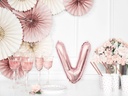 BALLON LETTRE « V » OR ROSE