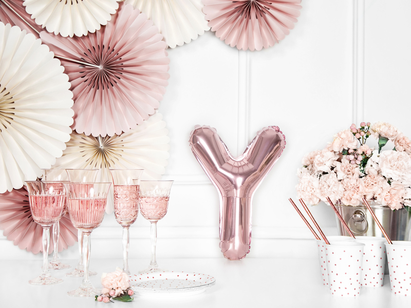 BALLON LETTRE « Y » OR ROSE