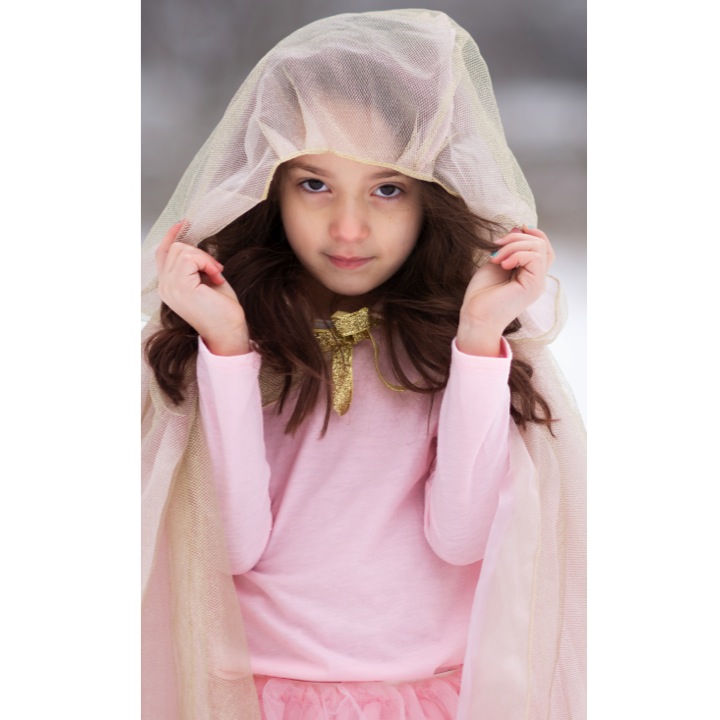 CAPE DE ROYAUTÉ ROSE DORÉ 5-7 ANS