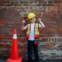 COSTUME D'OUVRIER DE LA CONSTRUCTION AVEC ACCESSOIRES 5-6ANS
