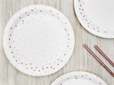 ASSIETTES BLANCHE PASTEL POIS OR ROSE
