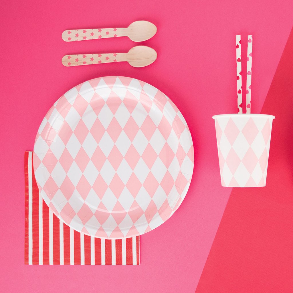 ASSIETTES LOSANGES ROSES