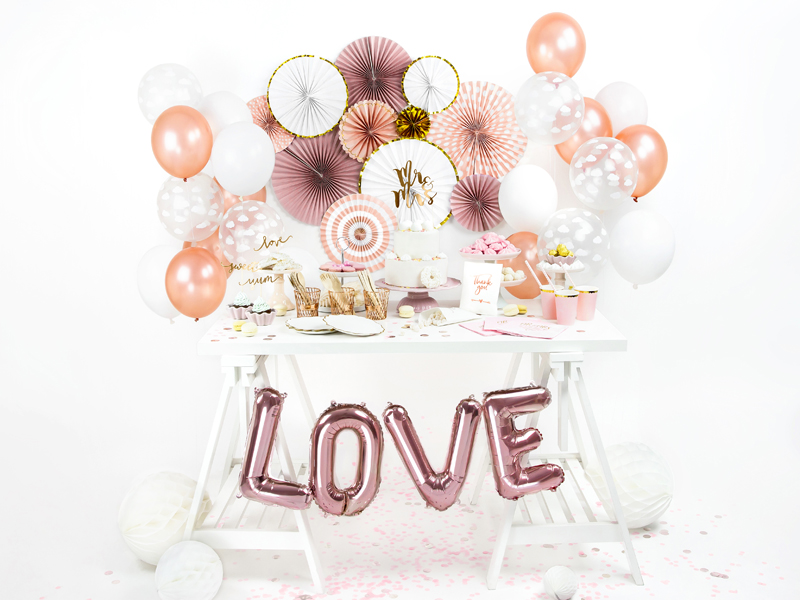BALLON LETTRE "E" OR ROSE