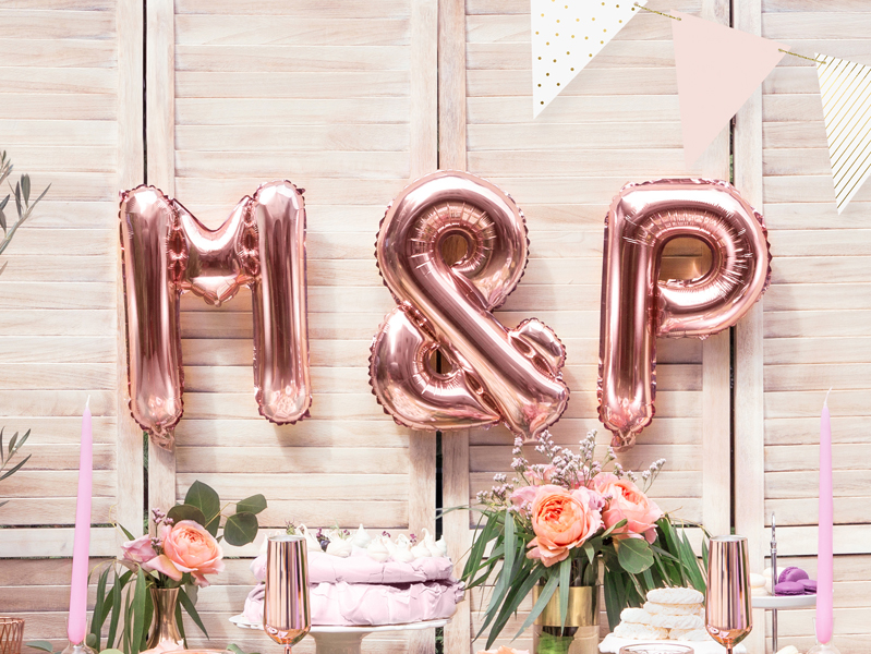 BALLON LETTRE « P » OR ROSE